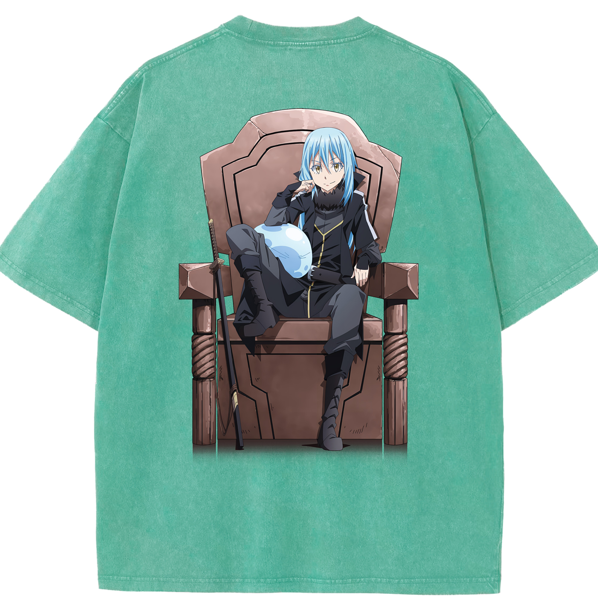 （画像用） 転スラ Regarding Reincarnated to Slime 綿100% ヴィンテージ風 半袖Tシャツ（背面プリント）